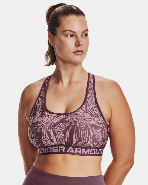 Bra deportivo Armour® Mid Crossback Printed para mujer, Purple, pdpMainDesktop image number 4